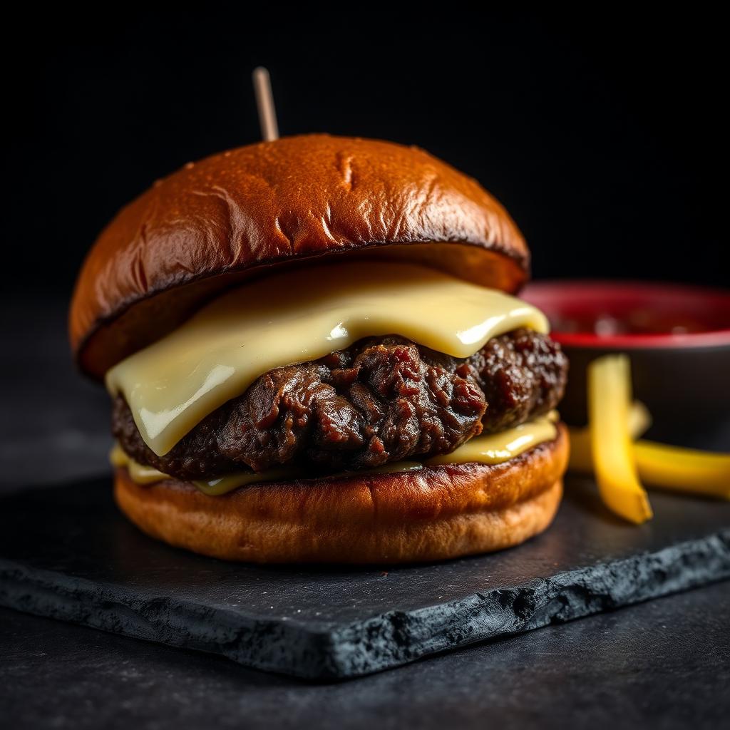 Šťavnatý hovězí burger s čedarem
